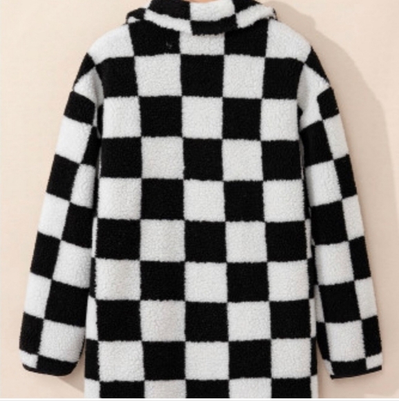 Checkered Black and White Women's Jacket - Picture 4 of 5